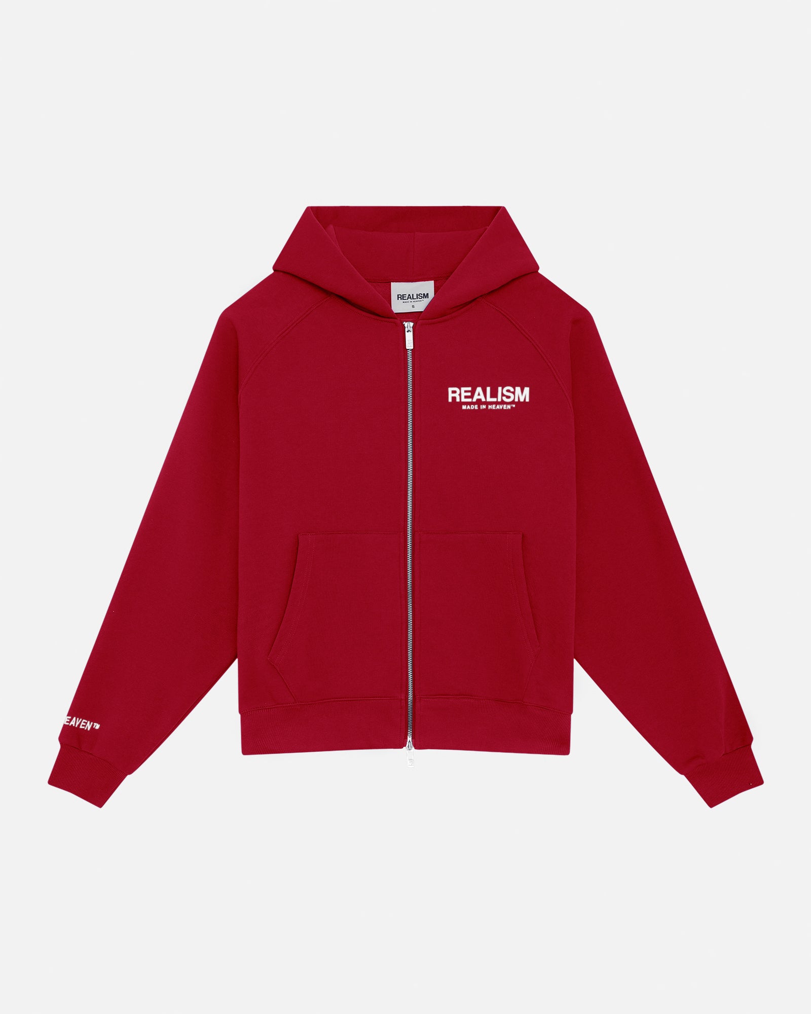 HEAVEN LOGO ZIP HOODIE CRIMSON RED – Realism