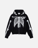 SKELETON ZIP HOODIE BLACK