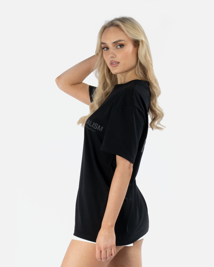 BACK LOGO REFLECTIVE BLACK TEE