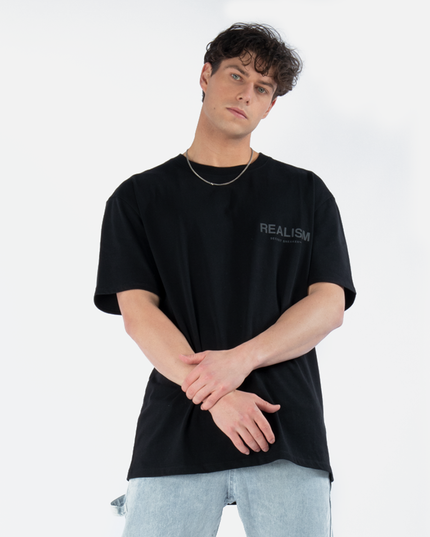 BACK LOGO REFLECTIVE BLACK TEE