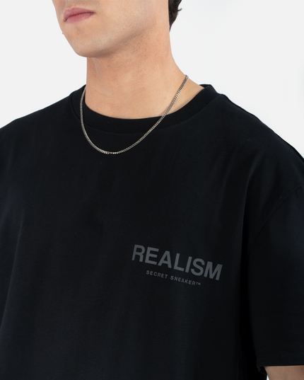 BACK LOGO REFLECTIVE BLACK TEE