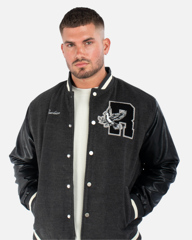 PEACE CORE VARSITY JACKET BLACK