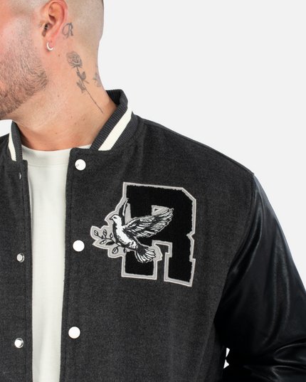 PEACE CORE VARSITY JACKET BLACK