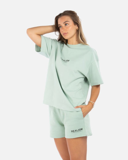 REFLECTIVE SCRIPT LOGO WMNS SHORTS SAGE