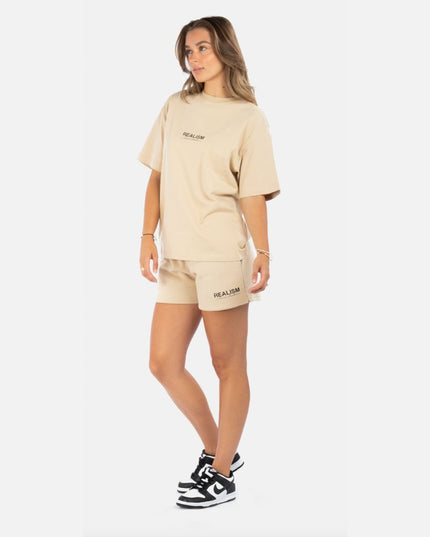 REFLECTIVE SCRIPT LOGO WMNS SHORTS SAND