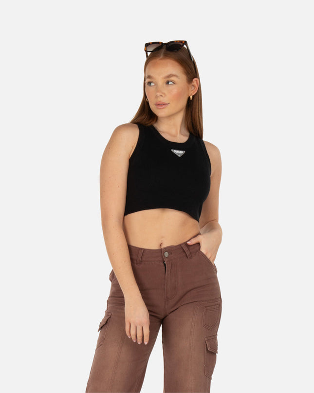 ARDOR KNIT CROP VEST BLACK