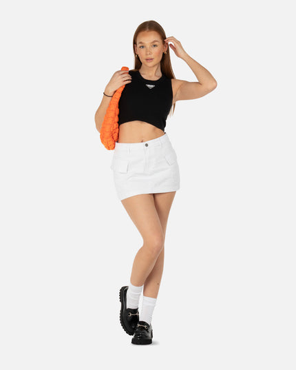 DOVER DENIM CARGO SKIRT WHITE