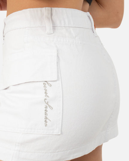 DOVER DENIM CARGO SKIRT WHITE