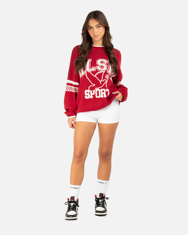 SPORTY LINES KNIT SWEATER RED