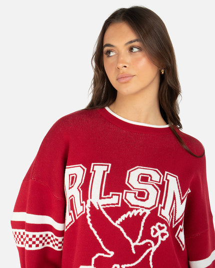 SPORTY LINES KNIT SWEATER RED