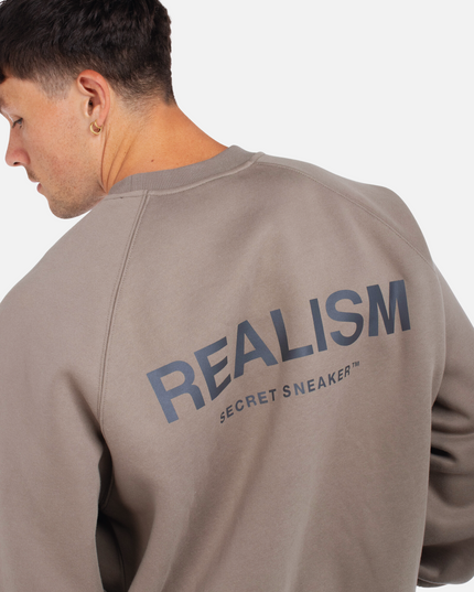 BACK LOGO REFLECTIVE CREWNECK CEMENT