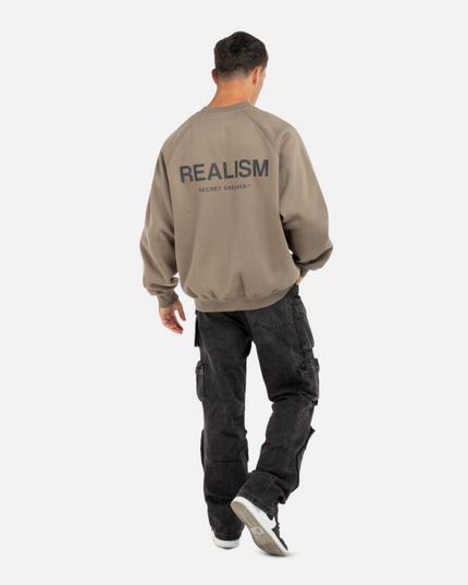 BACK LOGO REFLECTIVE CREWNECK CEMENT