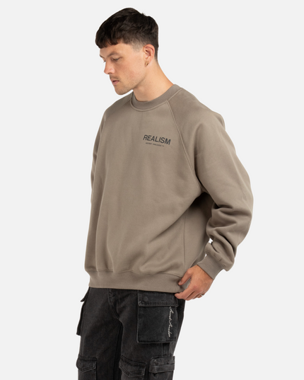 BACK LOGO REFLECTIVE CREWNECK CEMENT