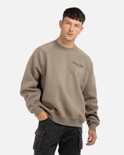 BACK LOGO REFLECTIVE CREWNECK CEMENT