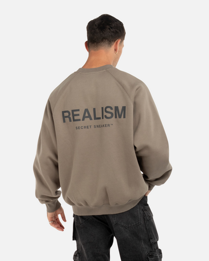 BACK LOGO REFLECTIVE CREWNECK CEMENT