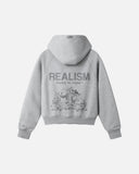 REALISM AND WINNIE THE POOH SKETCH ZIP HOODIE GREY MARLE
