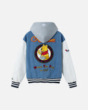 REALISM AND WINNIE THE POOH HUNNY COMPANY VARSITY JACKET FADED INDIGO
