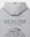 REALISM AND WINNIE THE POOH SKETCH ZIP HOODIE GREY MARLE