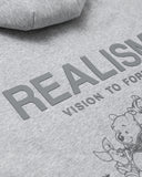 REALISM AND WINNIE THE POOH SKETCH ZIP HOODIE GREY MARLE