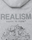 REALISM AND WINNIE THE POOH SKETCH ZIP HOODIE GREY MARLE