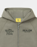 REALISM AND WINNIE THE POOH SKETCH ZIP HOODIE CEMENT