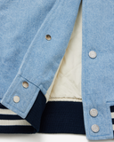 REALISM AND DISNEY CHARACTER VARSITY JACKET WASHED BLUE