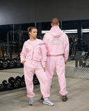 REALISM X DERRIMUT GYM OLD SCHOOL ECHO ZIP HOODIE BABY PINK