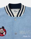 REALISM AND DISNEY CHARACTER VARSITY JACKET WASHED BLUE
