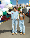 REALISM AND DISNEY CHARACTER VARSITY JACKET WASHED BLUE