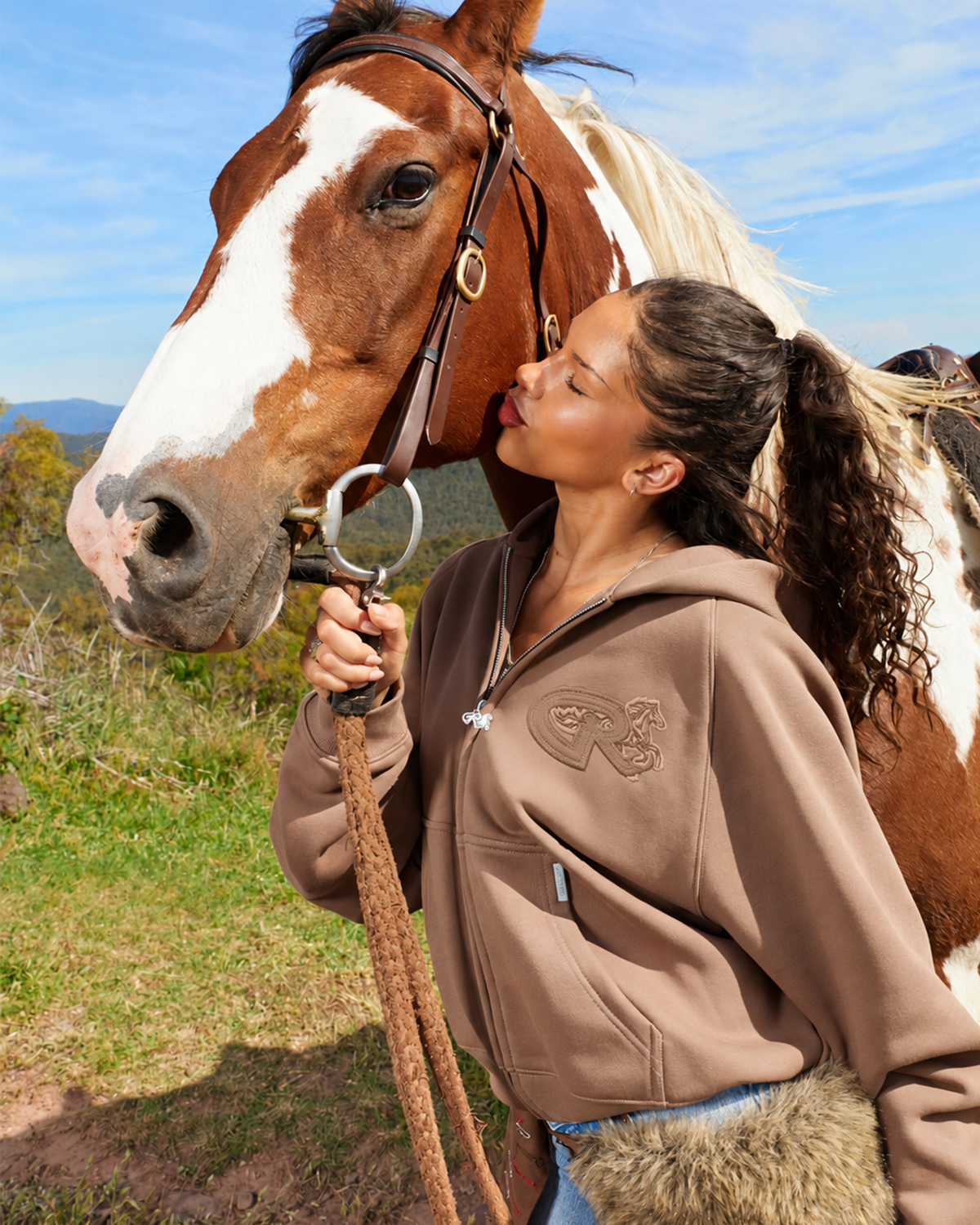 Horse Patch Zip Hoodie V2 Earth | Realism Zip Hoodie