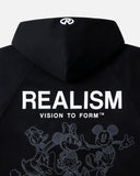 REALISM AND DISNEY MICKEY & FRIENDS SKETCH ZIP HOODIE BLACK