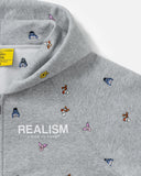[PRE-ORDER] REALISM AND WINNIE THE POOH ALL-OVER ZIP HOODIE GREY MARLE