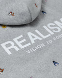[PRE-ORDER] REALISM AND WINNIE THE POOH ALL-OVER ZIP HOODIE GREY MARLE
