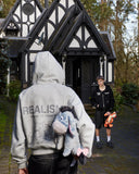 REALISM AND WINNIE THE POOH SKETCH ZIP HOODIE GREY MARLE