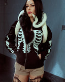 SKELETON ZIP HOODIE BLACK